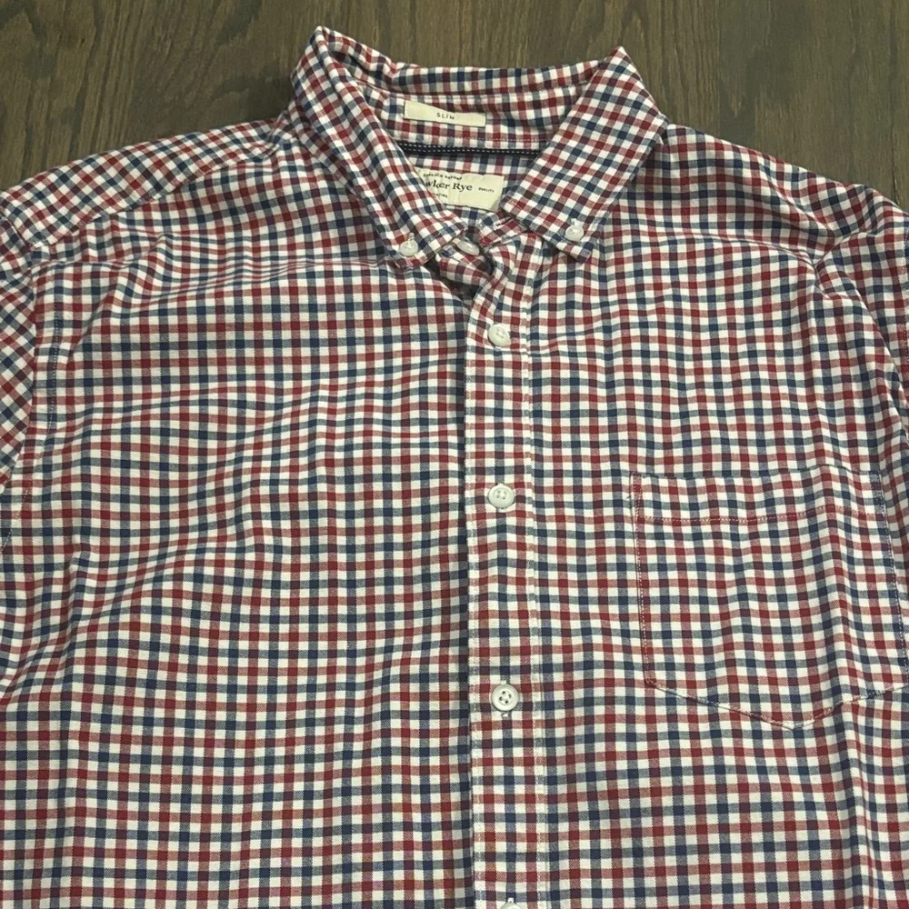 Hawker Rye Stretch Oxford Men's Red and Blue Checkered Shirt - Size Large - Picture 5 of 7